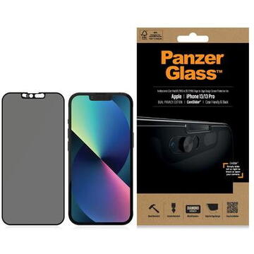 PanzerGlass Apple iPhone 13/13 Pro Case Friendly Camslider Privacy AB, Black