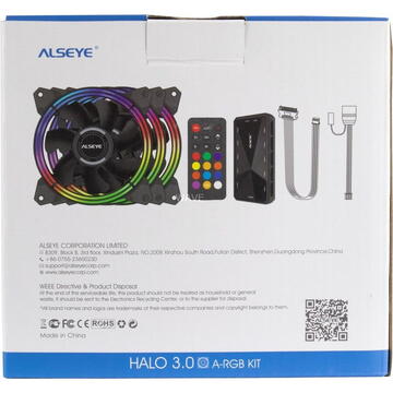 ALSEYE Set de 3 ventilatoare PC Halo 3.0 Plus  120x120x50mm - 88885542