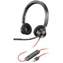 POLY Blackwire 3320 Headset Wired Head-band Office/Call center USB Type-A Black, Red