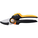 Fiskars PowerGear P941 rolling handle pruning shears (black/orange, anvil shears)