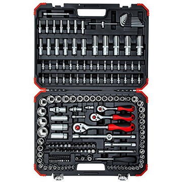 Gedore Red socket set, 1/4 "+ 3/8" + 1/2 ", 172 pieces (red / black, with 3 lever Ratchet)