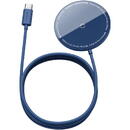 Baseus Mini Incarcator Simple Magnetic Wireless pentru iPhone 12 Series, 15W, cablu type-c 1.2m, Albastru