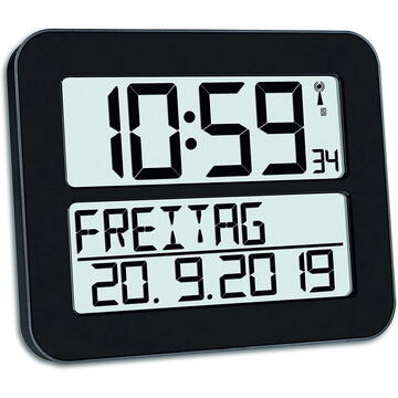 Ceasuri decorative TFA Digital radio clock TIMELINE MAX, wall clock (black)