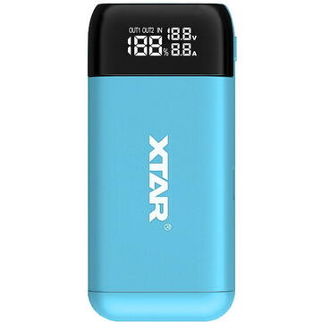 XTAR PB2S blue battery charger / power bank to Li-ion 18650 / 20700 / 21700