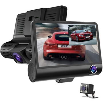 Camera video auto OEM Camera Auto Slim Design Dash Black (3 camere, monitor parcare, 1080p, 32 Gb, unghi 170 grade)