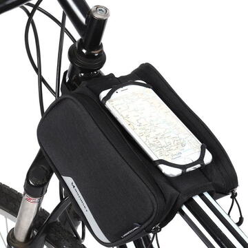 Wozinsky Suport Telefon 2 in 1 pentru Bicicleta cu Geanta Black (prindere de cadru, 6.5 inch, 1.5l)