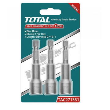 TOTAL - Set 3chei 13mm -1/4" hex - 65mm