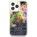 Husa Guess Husa Liquid Glitter Flower iPhone 13 Pro Albastru