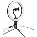 Baseus Lampa circulara Light Ring 10 inch Black (lumina calda, 15W, mini trepied si suport telefon inclus)