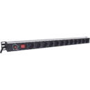 Prelungitor Intellinet Vertical Rackmount 12-Way Power Strip - German Type, With On/Off Switch and Overload Protection, 1.6m Power Cord (Euro 2-pin plug)