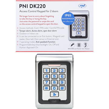 Tastatura control acces PNI DK220, stand alone, exterior si interior, IP65, cu 2 relee