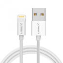 CABLU alimentare si date Ugreen, "US155", Fast Charging Data Cable pt. smartphone, USB la Lightning Iphone certificare MFI, nickel plating, PVC, 1m, alb "20728" (include TV 0.06 lei) - 6957303827282