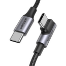 CABLU alimentare si date Ugreen, "US334", Fast Charging Data Cable pt. smartphone, USB Type-C la USB Type-C 100W/5A Angled 90, braided, 2m, negru "70645" (include TV 0.06 lei) - 6957303876457