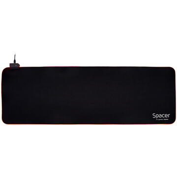 Mousepad MousePAD RGB SPACER gaming, cauciuc si material textil, 900 x 300 x 3 mm, 1.8 m lungime cablu, negru "SP-PAD-GAME-RGB-B"