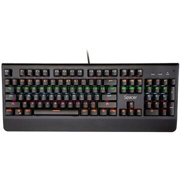 Tastatura TASTATURA MECANICA SPACER USB, switch-uri mecanice albastre, 50 mil. apasari, 104 taste, anti-ghosting 26 taste, anti-spill, palm rest metalic, black, "SPKB-MK-01"   (include TV 0.8lei)