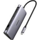 DOCKING Station Ugreen, "CM179" conectare PC USB Type-C, USB 3.0 x 3|cititor SD/micro SD x 1|Gigabit RJ-45 x 1|HDMI 4K x 1|VGA x 1|USB Type-C cu PD 100W x 1, aluminiu, gri "40873" (include TV 0.8lei) - 6957303848737