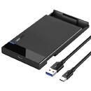 HDD Rack RACK extern Ugreen, "US221" pt HDD si SSD SATA 2.5" conectare USB 3.0 max 6 Gbps, 1 x 50cm USB Type-C to USB 3.0 Cable, ABS, negru "50743" (include TV 0.8lei) - 6957303857432