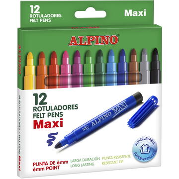 Articole pentru scoala Carioca lavabila, 12 culori/cutie, ALPINO Maxi