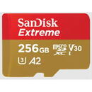 Card memorie microSDXC SanDisk by WD Extreme 256GB, Class 10, UHS-I U3, V30, A2 + Adaptor SD