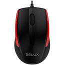 Mouse DeLux M321BU-BR cu fir USB Optic 1000 dpi Negru-Rosu