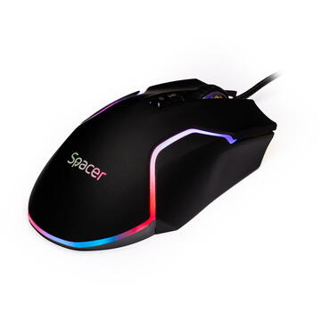Mouse Spacer SPGM-ALIEN-RACE Gaming cu fir USB Optic 12000 dpi RGB Negru