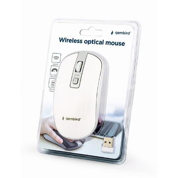 Mouse Gembird MUSW-4B-06-WS Wireless 2.4GHz Optic 1600 dpi Alb / Argintiu