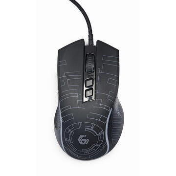 Mouse Gembird MUSG-RGB-01 Gaming cu fir USB optic 3600 dpi iluminare Negru