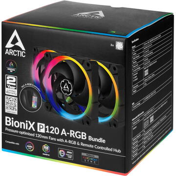 Arctic BioniX P120 A-RGB, 120mm, 3 bucati + Controller
