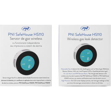 Senzor de gaz wireless PNI SafeHouse HS110 compatibil cu sistemul de alarma wireless PNI SafeHouse HS600 si HS650