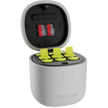 Telesin 3-slot waterproof charger Allin box for GoPro Hero 9 / Hero 10 + 2 batteries (GP-BTR-905-GY-B)