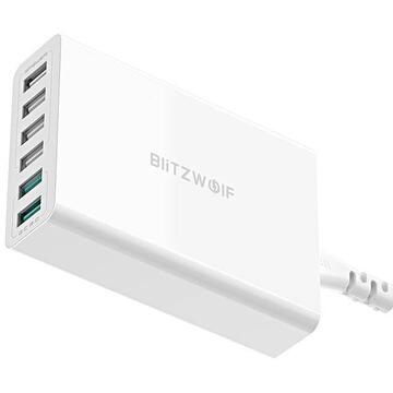 Incarcator de retea BlitzWolf BW-S15 Charger 6x USB , QC 3.0, 60 W  Alb