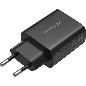 Incarcator de retea Wall charger Blitzwolf BW-S19, USB, USB-C, 20W (black)
