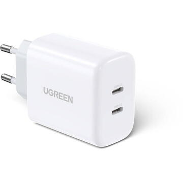 Incarcator de retea UGREEN CD243 Wall Charger, 2x USB-C, 40W (White)