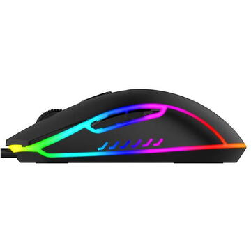 Mouse HAVIT MS792 cu fir, RGB, 3200 DPI, 6 Butoane, Senzor optic, Lungime cablu 1.5m, Negru