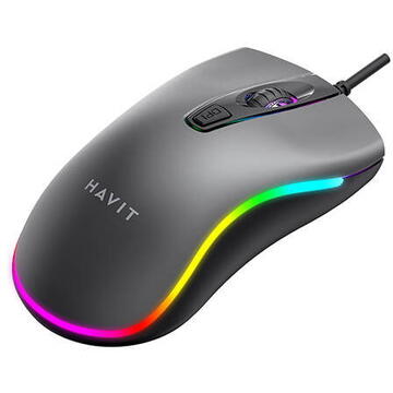 Mouse HAVIT MS72, Iluminare RGB, 800-1200DPI, Gri