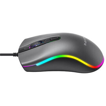Mouse HAVIT MS72, Iluminare RGB, 800-1200DPI, Gri