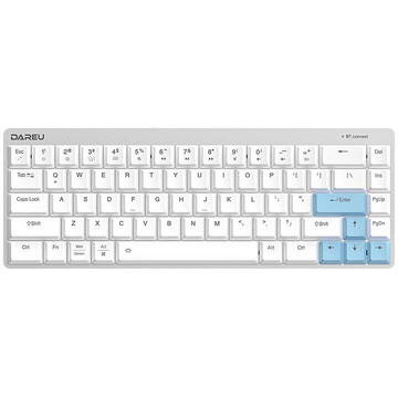 Tastatura Wireless mechanical keyboard Dareu EK868 Bluetooth Alb/Blue, cu fir sau Bluetooth