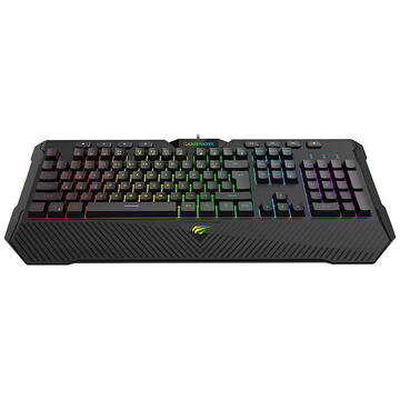 Tastatura Havit KB486L Gaming Tastatura, Iluminare RGB, USB, Cu fir, 8 taste multimedia