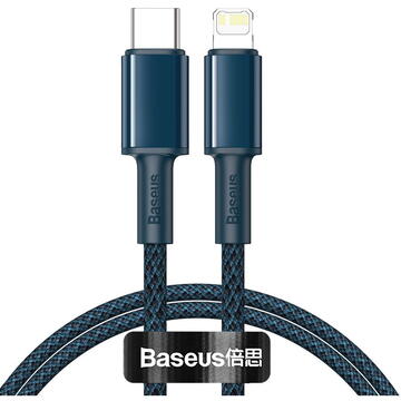 Baseus High Density Braided Cable Type-C to Lightning, PD,  20W,  2m Albastru