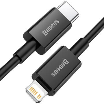 Baseus Superior, Fast Charging, tip USB Type-C la Lightning PD 20W 2m, Negru