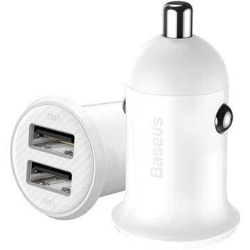 Baseus Grain Pro Car Charger 2x USB 4.8A (white)