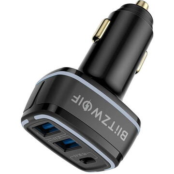 Blitzwolf BW-SD7 car charger, 2x USB, USB-C, 80W (black)