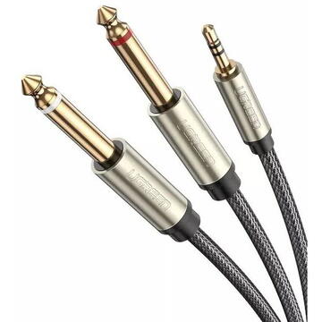 Accesorii Audio Hi-Fi UGREEN AV126 Cable TRS 3.5 mm to 2x TS 6.35 mm - 2m (grey)