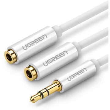 Accesorii Audio Hi-Fi UGREEN AV123 AUX Audio splitter with jack 3,5 mm cable, 20cm (white)