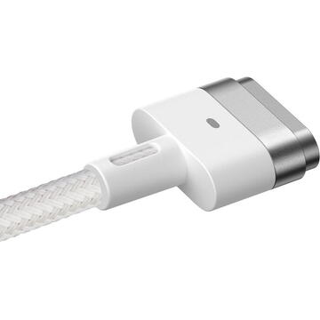 Baseus Cablu Incarcare USB Type-C la Mackbook Magsafe 2 CATXC-V02 Zinc Magnetic, Alb, 2m