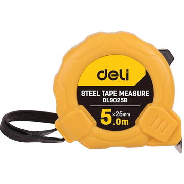 Steel Measuring Tape 5m/25mm Deli Tools EDL9025B (yellow)