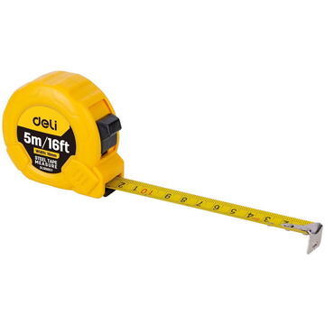 Steel Measuring Tape 5m/19mm Deli Tools EDL9005Y (yellow)