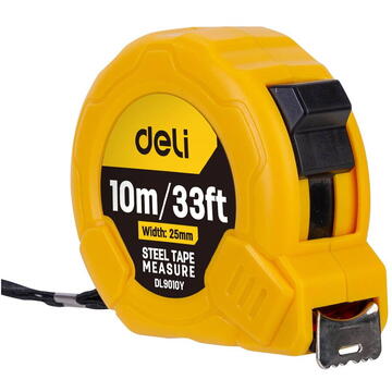 Steel Measuring Tape 10m/25mm Deli Tools EDL9010Y (yellow)