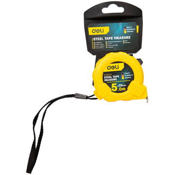 Steel Measuring Tape 5m/25mm Deli Tools EDL9025Y (yellow)