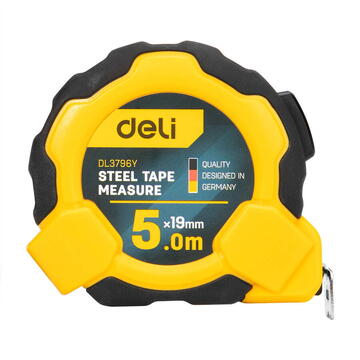 Steel Measuring Tape 5m/19mm Deli Tools EDL3796Y(yellow)